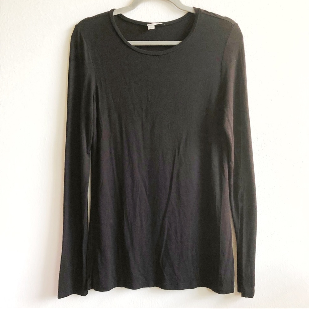 Halogen Top Solid Black Long Sleeve Soft Tee Sz L… - image 1